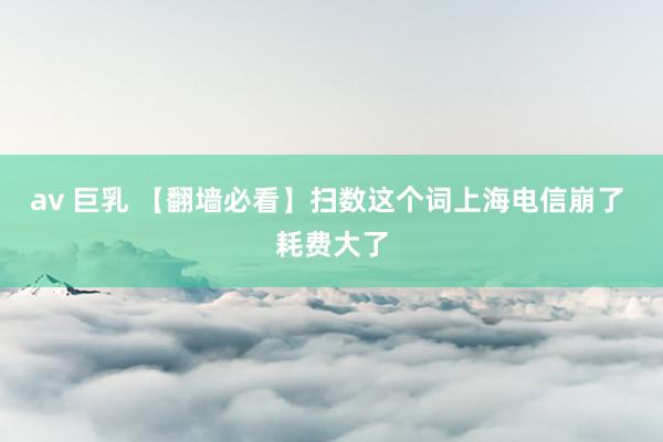 av 巨乳 【翻墙必看】扫数这个词上海电信崩了 耗费大了