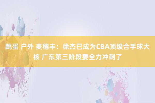 跳蛋 户外 麦穗丰：徐杰已成为CBA顶级合手球大核 广东第三阶段要全力冲刺了